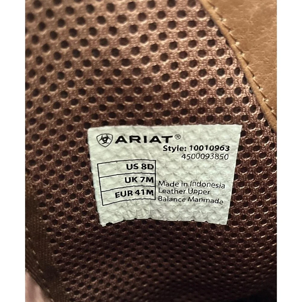 Ariat Men's Cowboy Western Boots Brown Leather Square Toe US 8 D